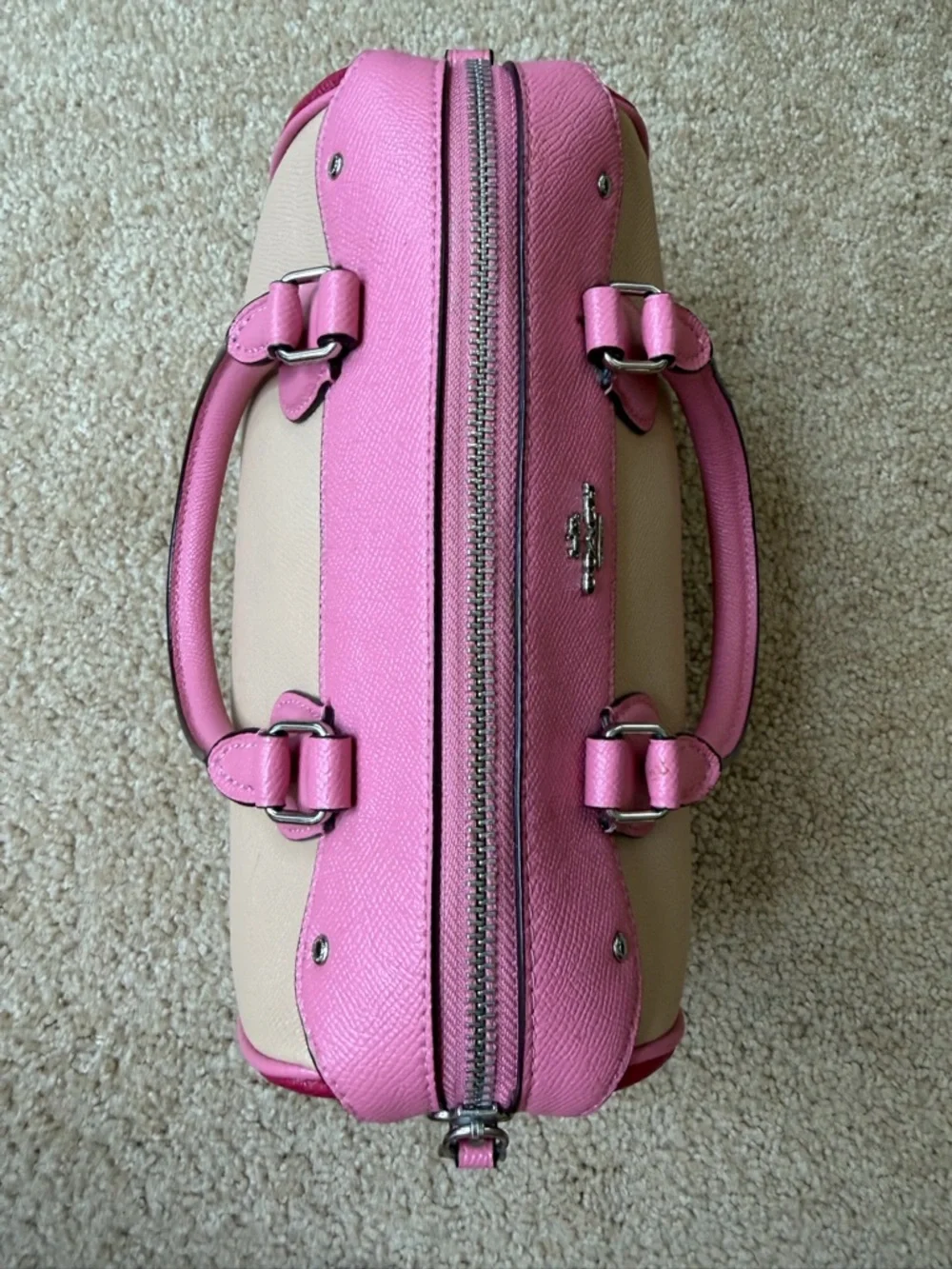 Coach Mini Bennett Satchel Pink Beige Crossbody Bag Colorblock Leather ๐ ๐ - Picture 12 of 16